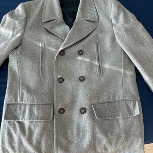 Light Gray Wool Double-Breasted Pea Coat